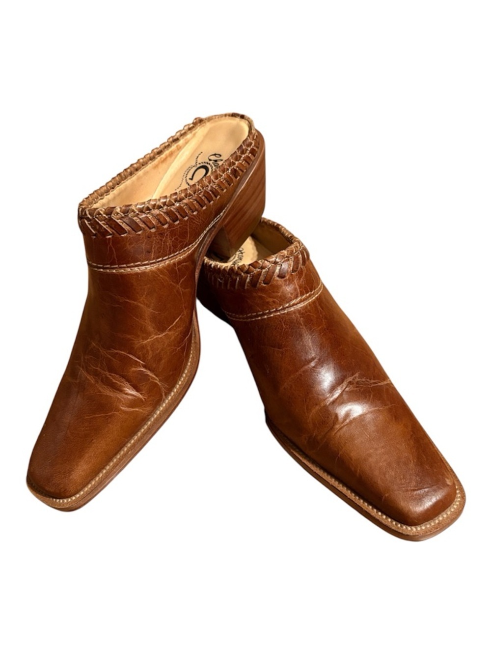 Charlie 1 Horse by Lucchese Brown Leather Western Mules Size 8.5B Brazil